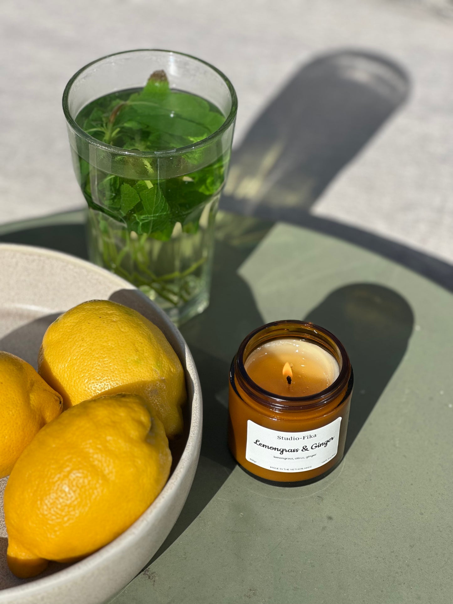 Lemongrass & Ginger Geurkaars | Amber Jar Candle