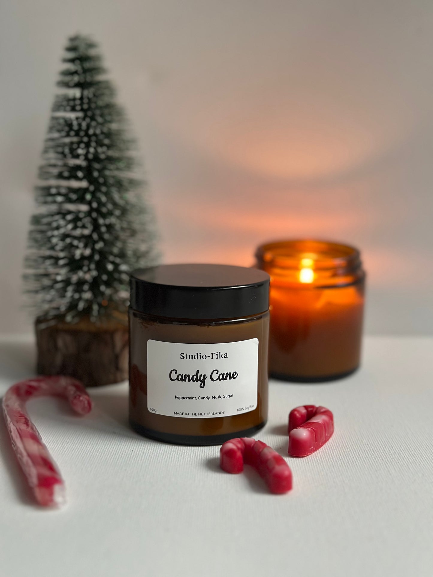 Amber Jar Candle | Candy Cane