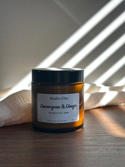 Lemongrass & Ginger Geurkaars | Amber Jar Candle
